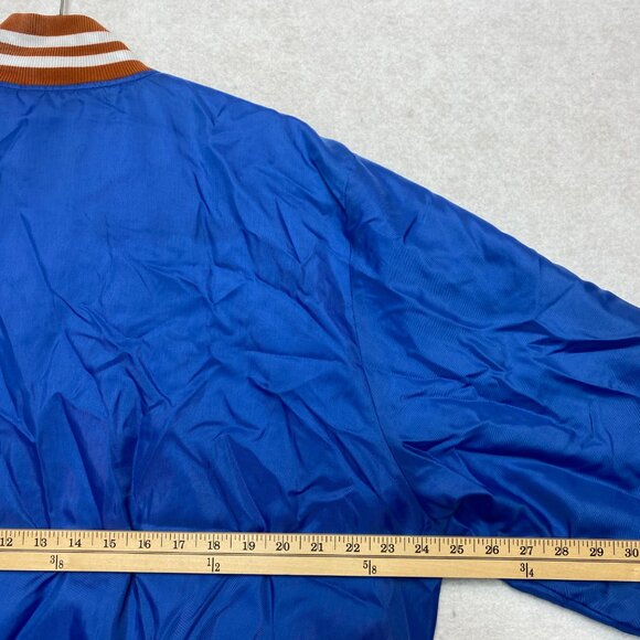 Vintage Harmony Longhorns Jacket Mens L Blue Shiny Embroidered Made In USA - Picture 12 of 13
